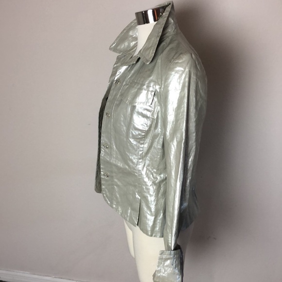 Emil Rutenberg Collection Silver Metallic Linen Jacket Size 4 - Picture 2 of 8